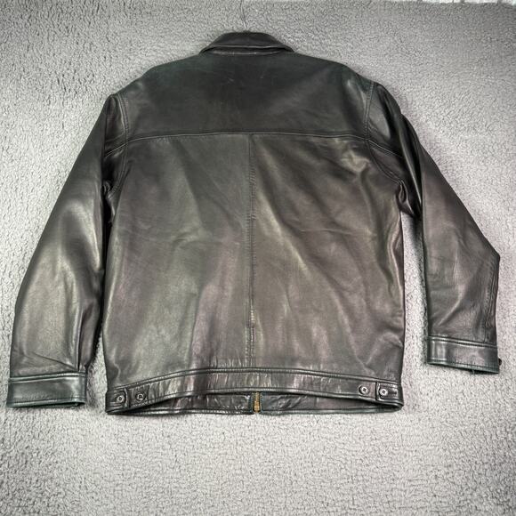 Vintage Polo Ralph Lauren Leather Jacket Mens M Black Full Zip Bomber Chin Strap - Picture 11 of 16